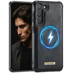 For Samsung Galaxy S23 5G CaseMe C69 Series Magnetic Vegan Leather Back Phone Case(Black)