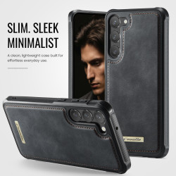 For Samsung Galaxy S23 5G CaseMe C69 Series Magnetic Vegan Leather Back Phone Case(Black)