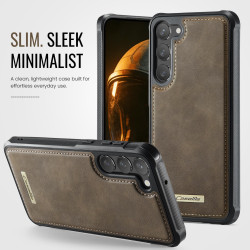 For Samsung Galaxy S23 5G CaseMe C69 Series Magnetic Vegan Leather Back Phone Case(Coffee)