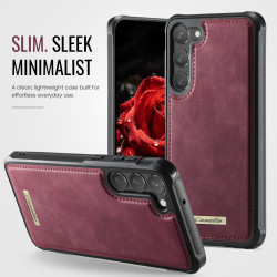 For Samsung Galaxy S23 5G CaseMe C69 Series Magnetic Vegan Leather Back Phone Case(Red)