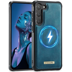 For Samsung Galaxy S23 5G CaseMe C69 Series Magnetic Vegan Leather Back Phone Case(Green)