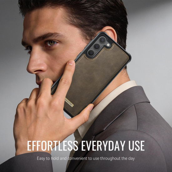 For Samsung Galaxy S23+ 5G CaseMe C69 Series Magnetic Vegan Leather Back Phone Case(Coffee)