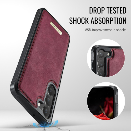 For Samsung Galaxy S23+ 5G CaseMe C69 Series Magnetic Vegan Leather Back Phone Case(Red)