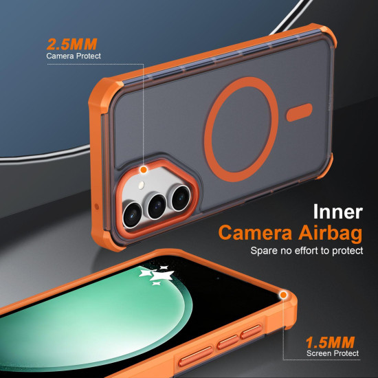 For Samsung Galaxy S23+ 5G Skin Feel Semi-transparent Frosted Magnetic Four-Corner Shockproof Phone Case(Grey)