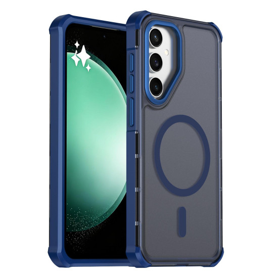 For Samsung Galaxy S23+ 5G Skin Feel Semi-transparent Frosted Magnetic Four-Corner Shockproof Phone Case(Blue)