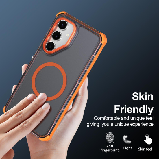 For Samsung Galaxy S24+ 5G Skin Feel Semi-transparent Frosted Magnetic Four-Corner Shockproof Phone Case(Grey)