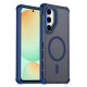 For Samsung Galaxy S24+ 5G Skin Feel Semi-transparent Frosted Magnetic Four-Corner Shockproof Phone Case(Blue)