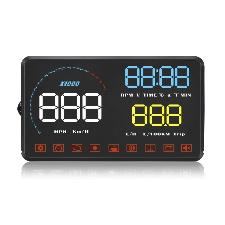 A9 55 inch Universal Car OBD2 HUD Vehiclemounted Head Up Display Blue