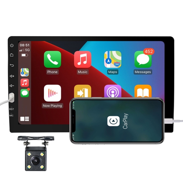 Q3570 9 inch Carplay Single Spindle MP5 Player, Style: Standard+4 Light Camera