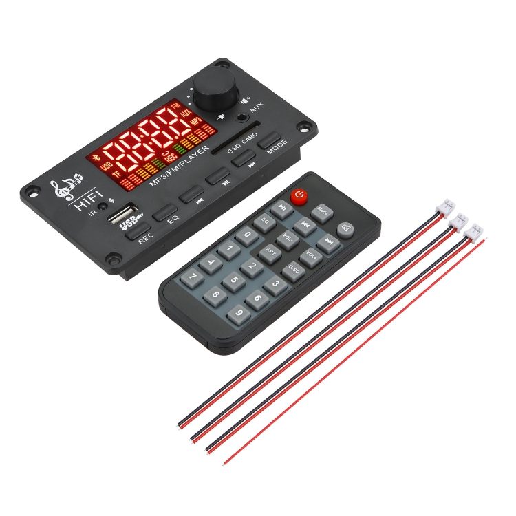 JX-Y04 12V 50W Color Screen Bluetooth Decoding Board, Support FM / Call / Recording, Color: Black