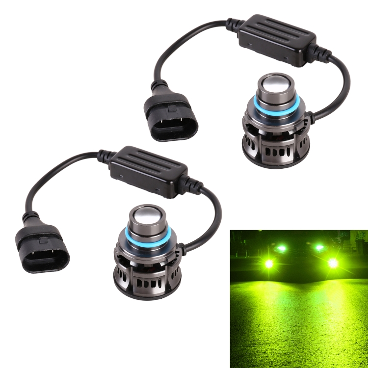 1 Pair 9005 27W DC12V Car Aluminum Alloy Flashing LED Headlight Lime Green