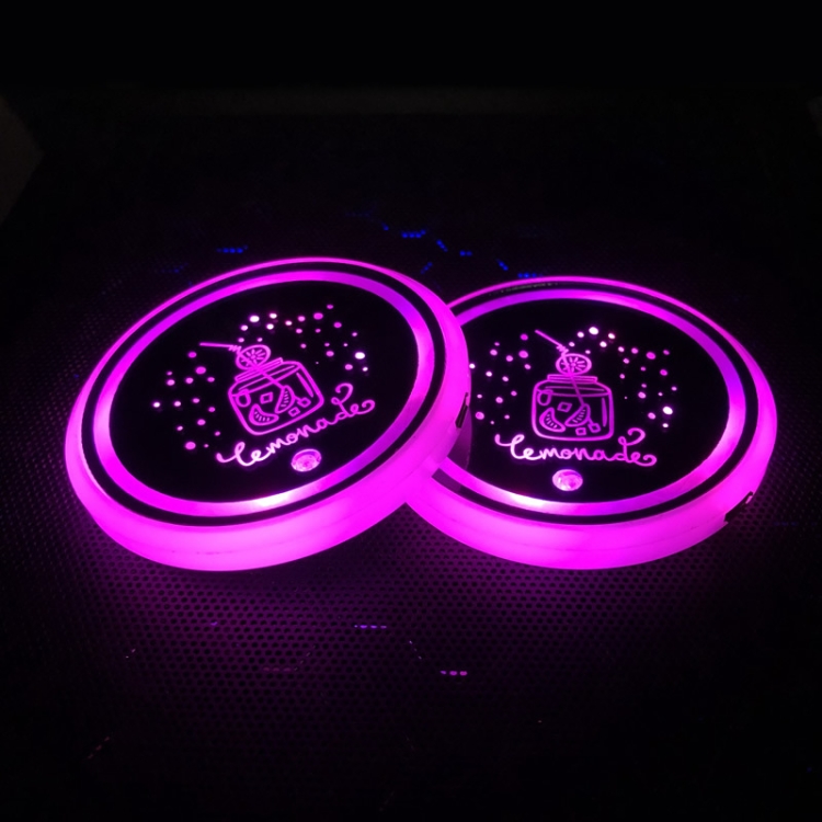 1 Pair 68mm LED Smart Light-Emitting Coaster Light Car Cup Slot Atmosphere Light(Beverage)
