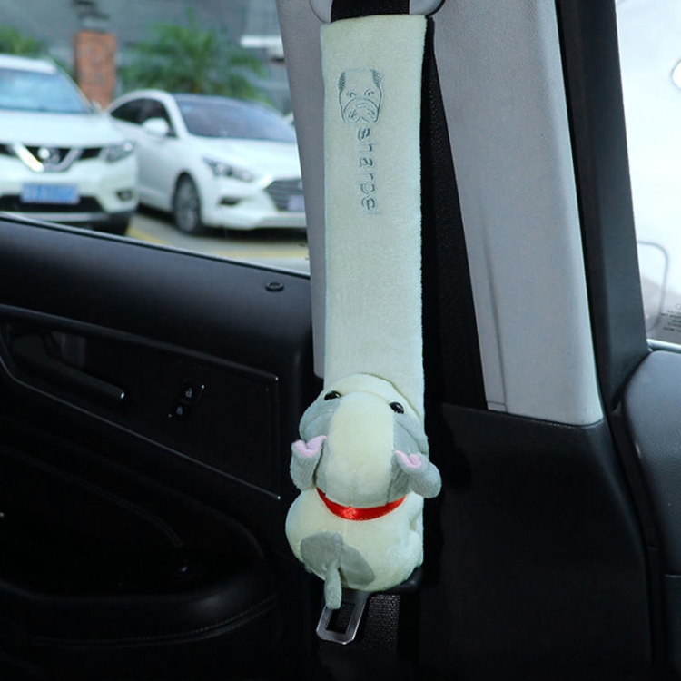 002 Cute Cartoon Thicked Seat Belt Anti-Strangled Protective Cushion, Length: 23cm (Beige Dog)