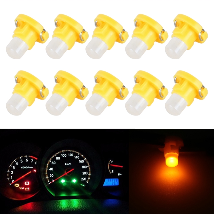 10PCS 2W T4 2 Wedge Instrument Panel LED Light Dashboard Gauge Cluster Indicator Lamp Bulb Yellow Light