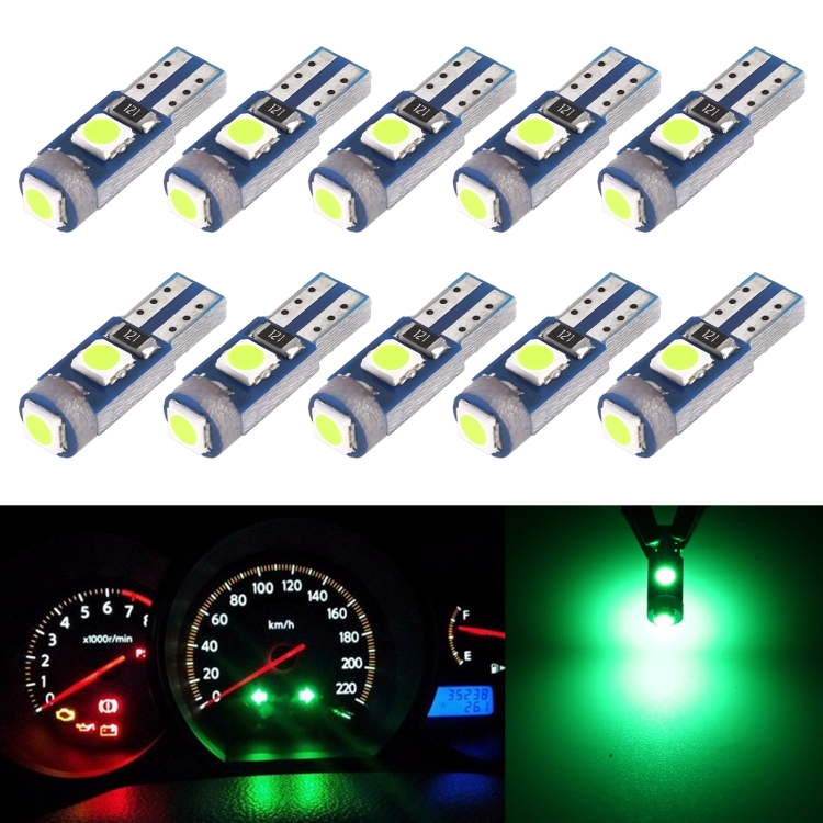 10 in 1 Car T5 0 2W DC12V Instrument Panel LED Decorative Light Green Light