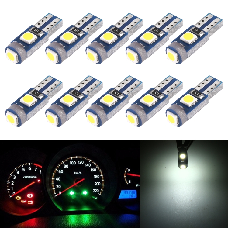 10 in 1 Car T5 0 2W DC12V Instrument Panel LED Decorative Light White Light