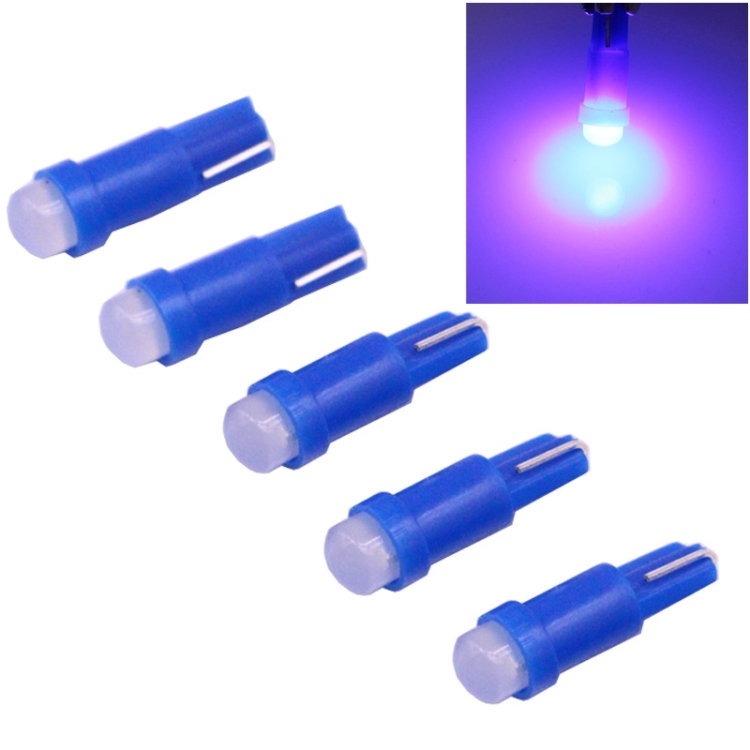 5 PCS T5 0 5W 20LM Blue Light 1 LED COB LED Instrument Light Bulb Dashboard Light for Vehicles DC 12V Blue
