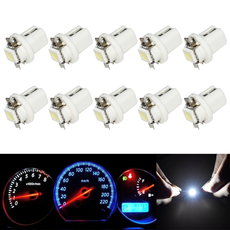10 PCS T8 5 5050 Led 1 SMD Car Gauge Dash Bulb Dashboard Instrument Light Wedge Interior Lamp White