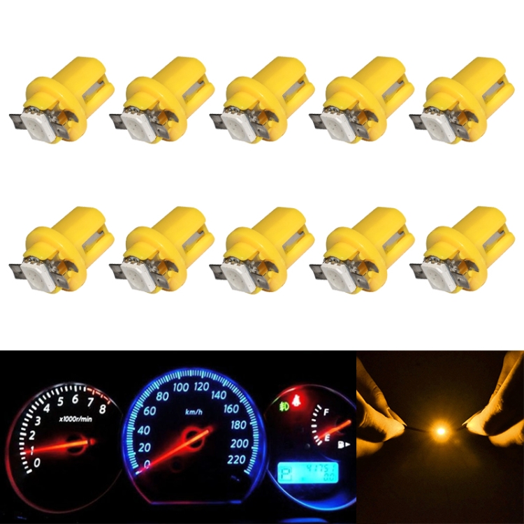 10 PCS T8 5 5050 Led 1 SMD Car Gauge Dash Bulb Dashboard Instrument Light Wedge Interior Lamp Yellow
