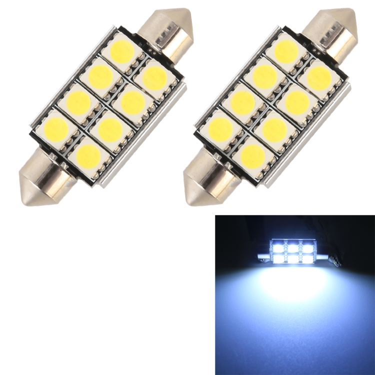 10 PCS 41mm DC12V 2W 7000K 80LM 8LEDs SMD 5050 Car Reading Lamp White Light