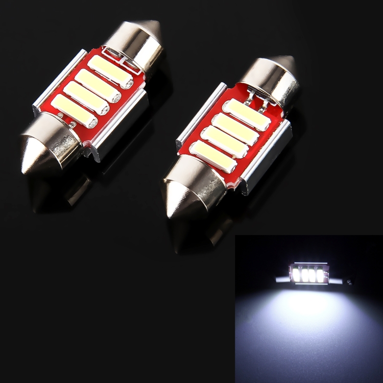 2 PCS 2W 100 LM 6000K 31MM 4 SMD 7020 LEDs Bicuspid Port Decoding Car Dome Lamp LED Reading Light DC 12V White Light