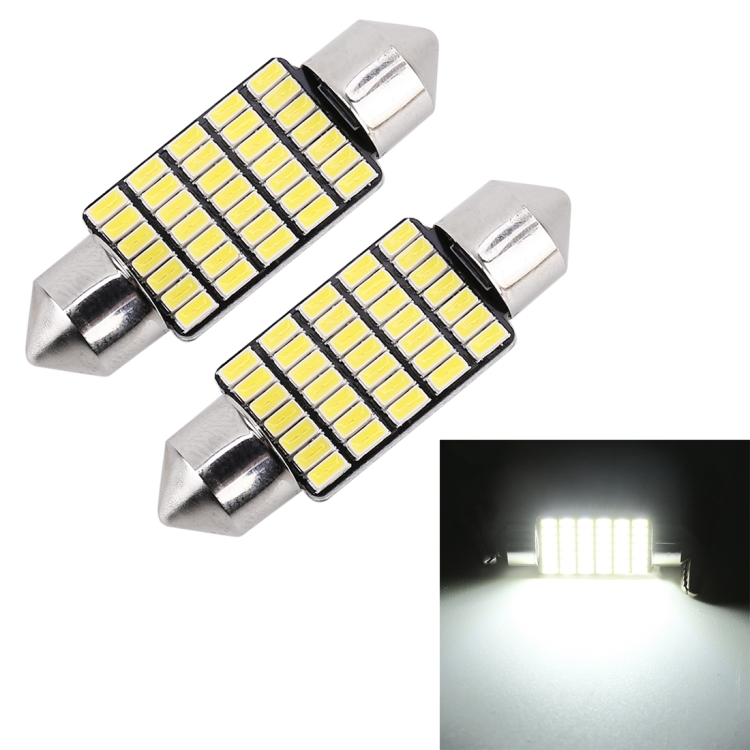 2 PCS 36mm DC12V 1 2W 6000K 80LM 33LEDs SMD 3014 Car License Plate Light Dome Light with Decoder