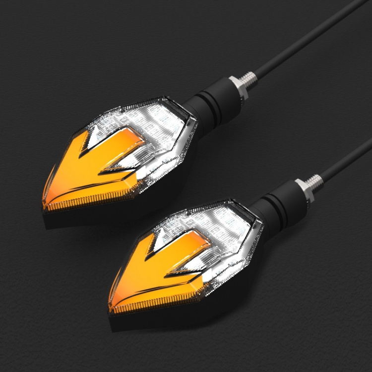 1 Pair LED Motorcycle Arrow Double Color Turn Signal 12V Glare Warning Light(White)