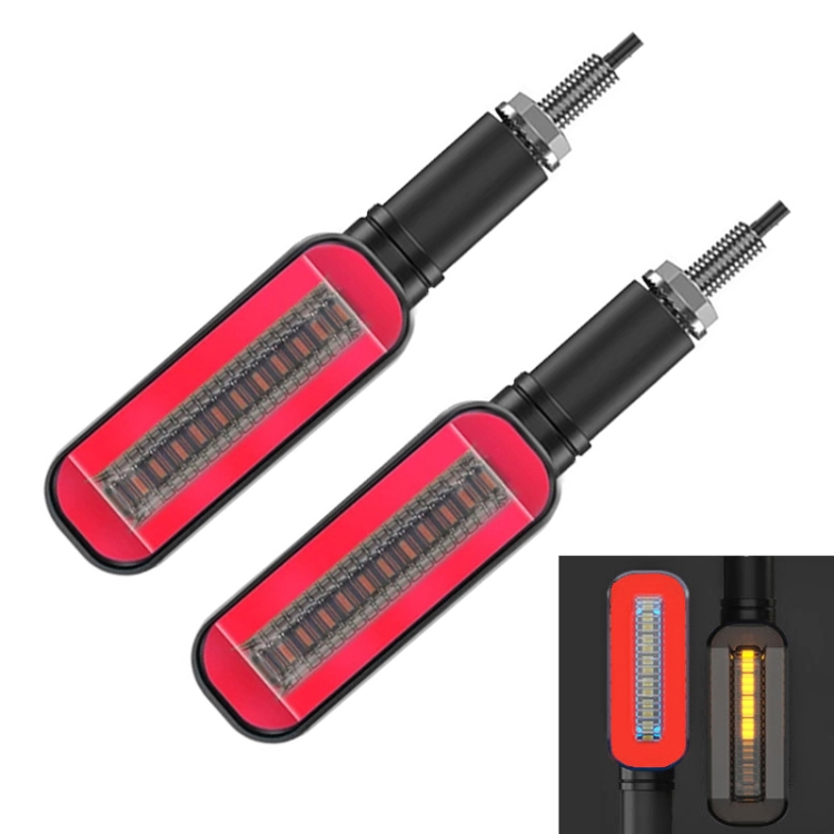 1 Pair Electric Motorcycle 24LED Two-color Running Water Steering Side Light(Red Light + Yellow light)