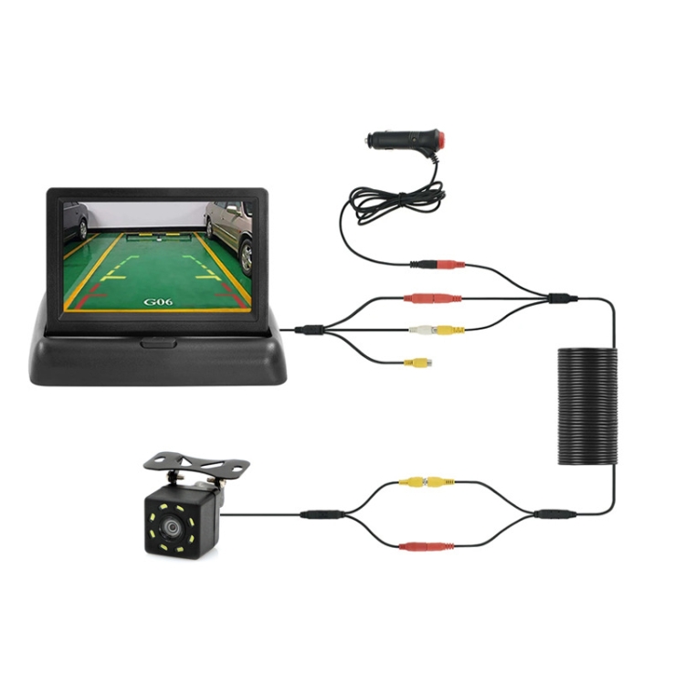 4.3 Inch Display Night Vision Waterproof Reversing Camera +7 Meter Extension Cable, Color: Detachable Screen + External 8 Light Camera