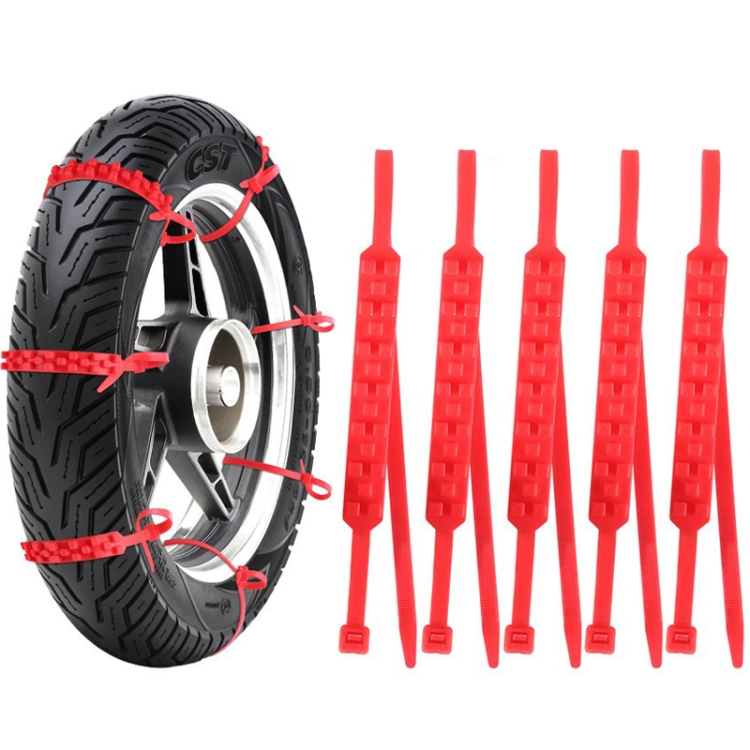 5pcs/Set Motorcycle Electric Two-Wheeler Non-Damaging Anti-Skid Chain Ties(Red)