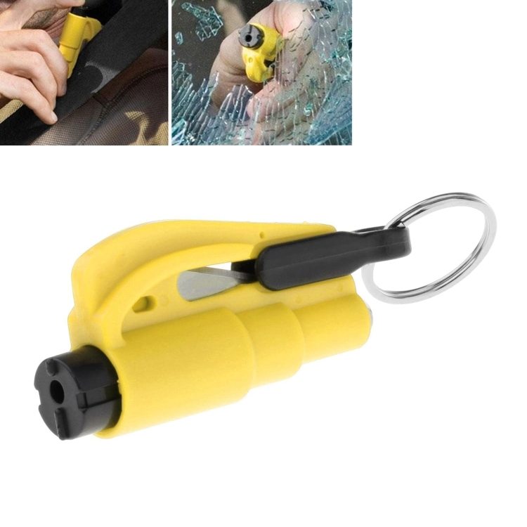 2 in 1 Car Emergency Hammer / Key Chain / Knife Broken Glass Portable Tool(Yellow)