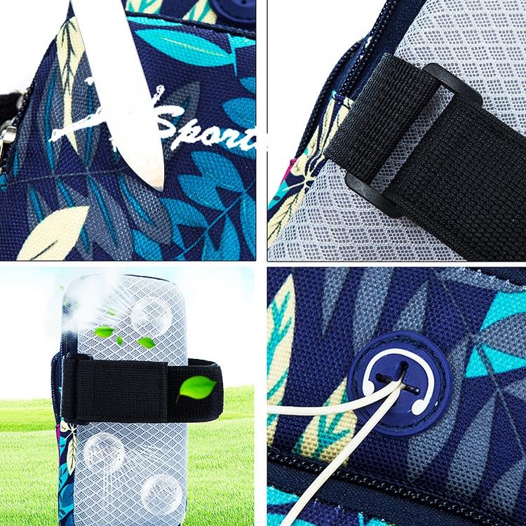 2 PCS B026 Running Mobile Phone Arm Bag Sports Yoga Mobile Phone Bag  Specification： Large (Leaves Blue)