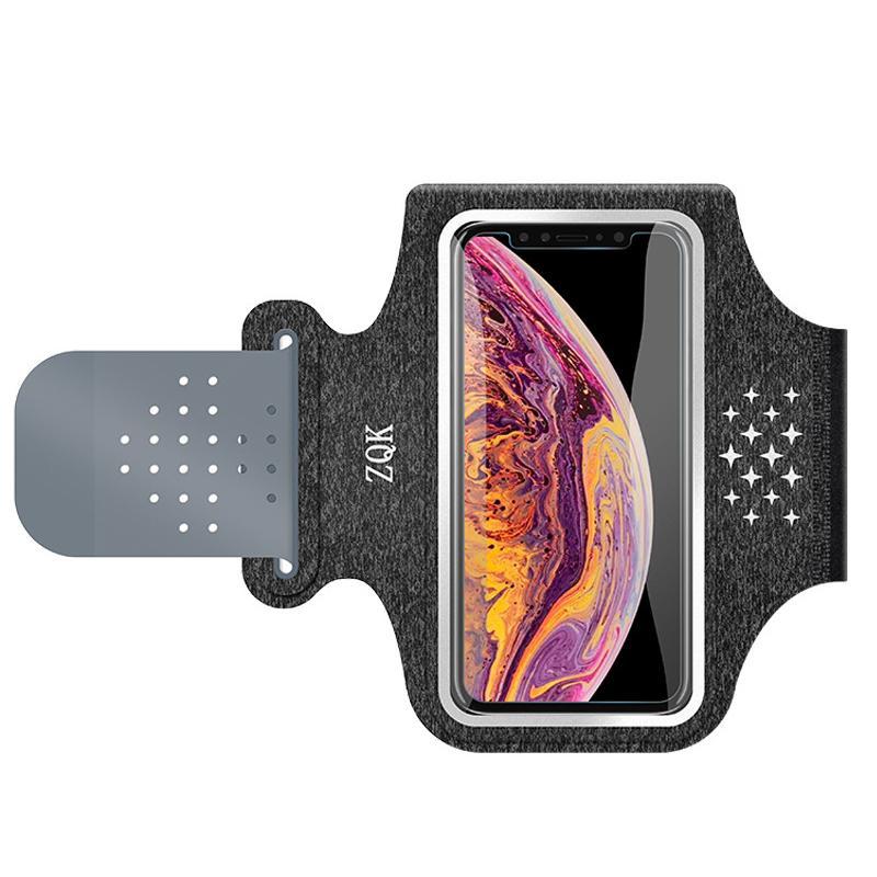 ZQK Touchscreen Armband for Running Phone Holder Breathable & Stretchable for Secure Fit  Size: Large Dark Gray