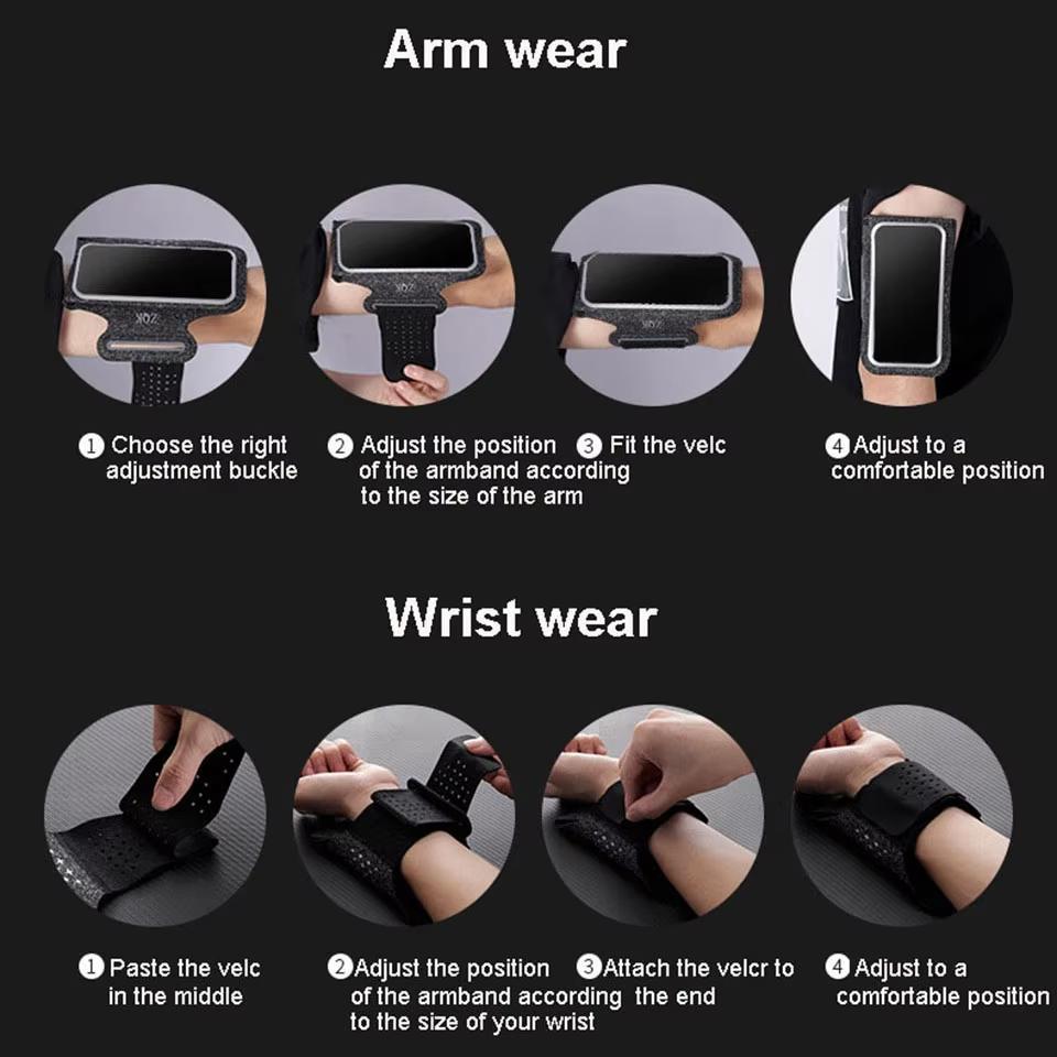 ZQK Touchscreen Armband for Running Phone Holder Breathable & Stretchable for Secure Fit  Size: Large Fluorescent