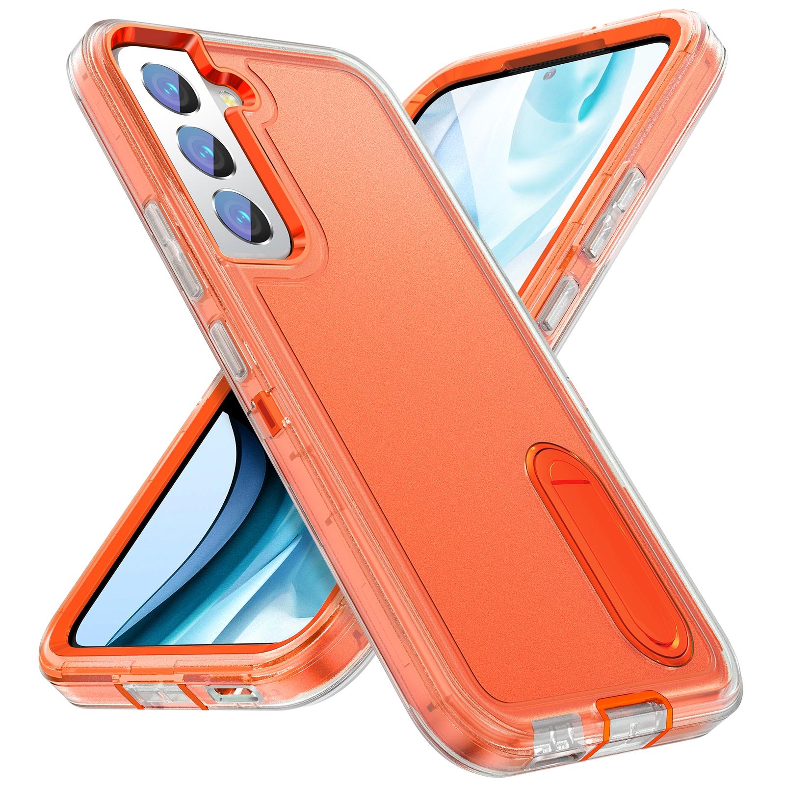 For Samsung Galaxy S23 5G 3 in 1 Rugged Holder Phone Case(Transparent)
