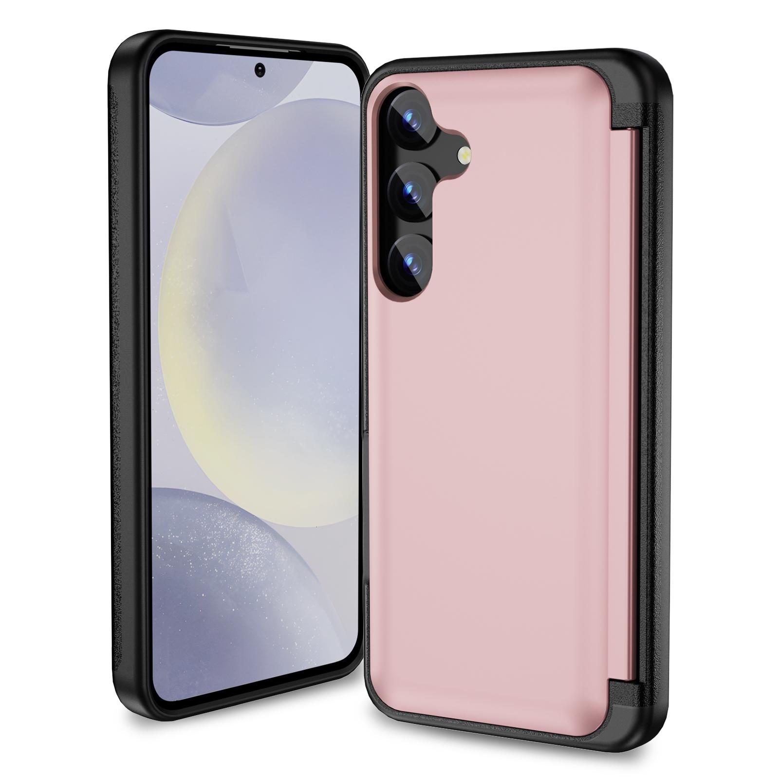 For Samsung Galaxy S23 5G 3 in 1 Flip Holder Phone Case(Pink)