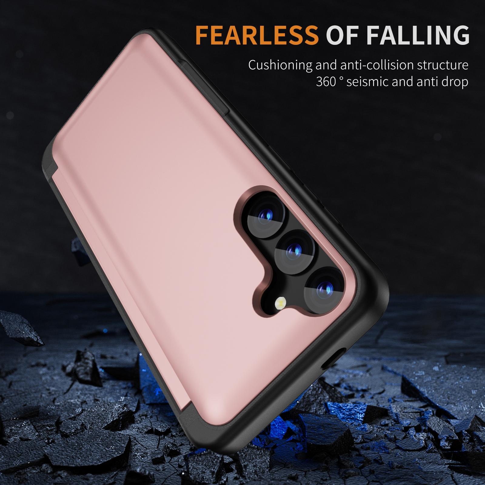 For Samsung Galaxy S23 5G 3 in 1 Flip Holder Phone Case(Pink)