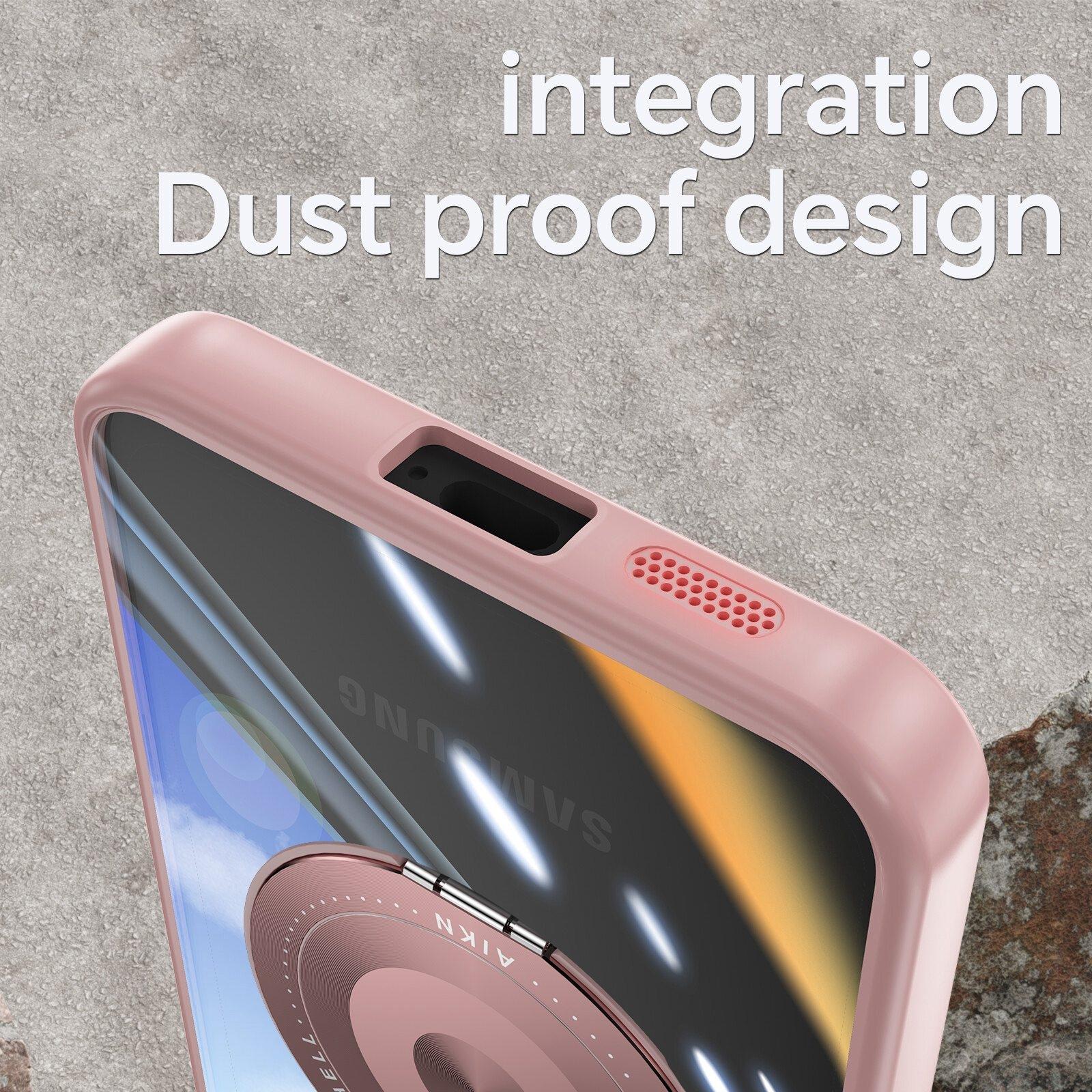 For Samsung Galaxy S23 5G 360 Holder MagSafe Acrylic Hybrid TPU Phone Case(Pink)