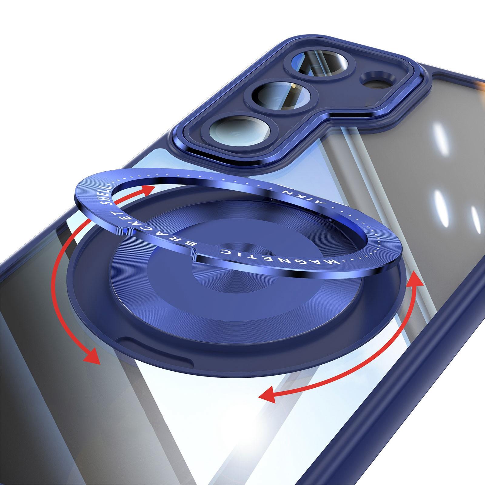 For Samsung Galaxy S23 5G 360 Holder MagSafe Acrylic Hybrid TPU Phone Case(Blue)