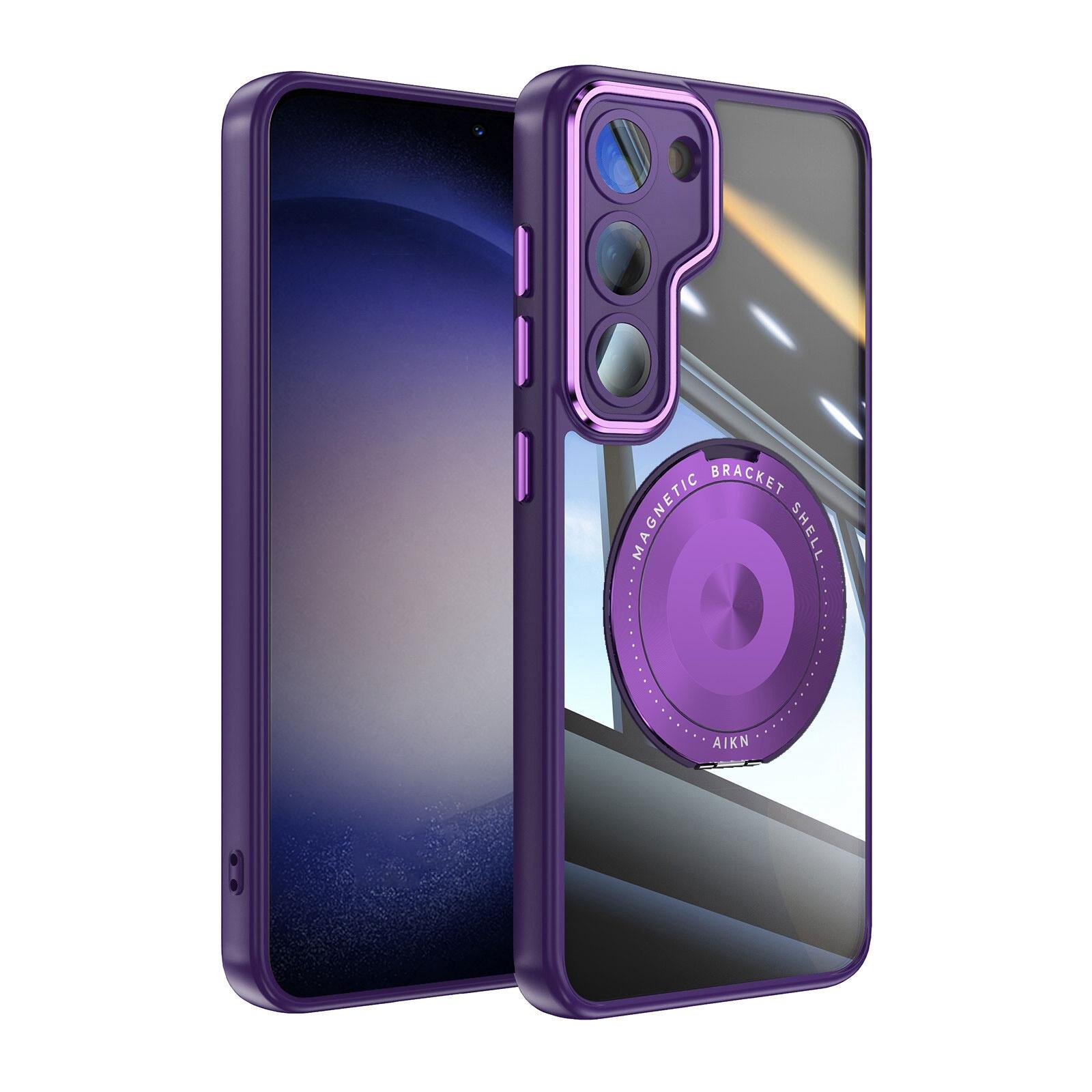 For Samsung Galaxy S23 5G 360 Holder MagSafe Acrylic Hybrid TPU Phone Case(Purple)