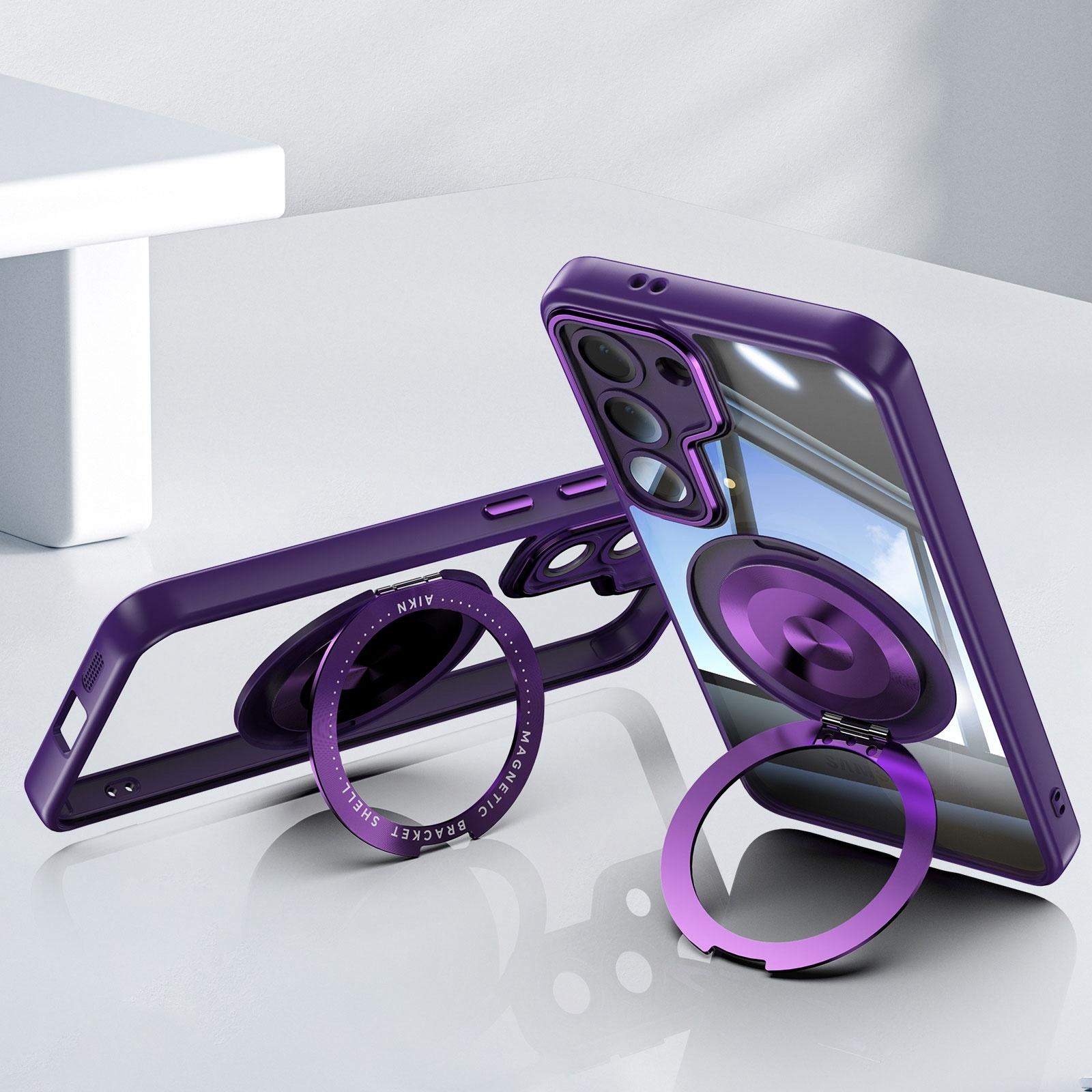 For Samsung Galaxy S23 5G 360 Holder MagSafe Acrylic Hybrid TPU Phone Case(Purple)