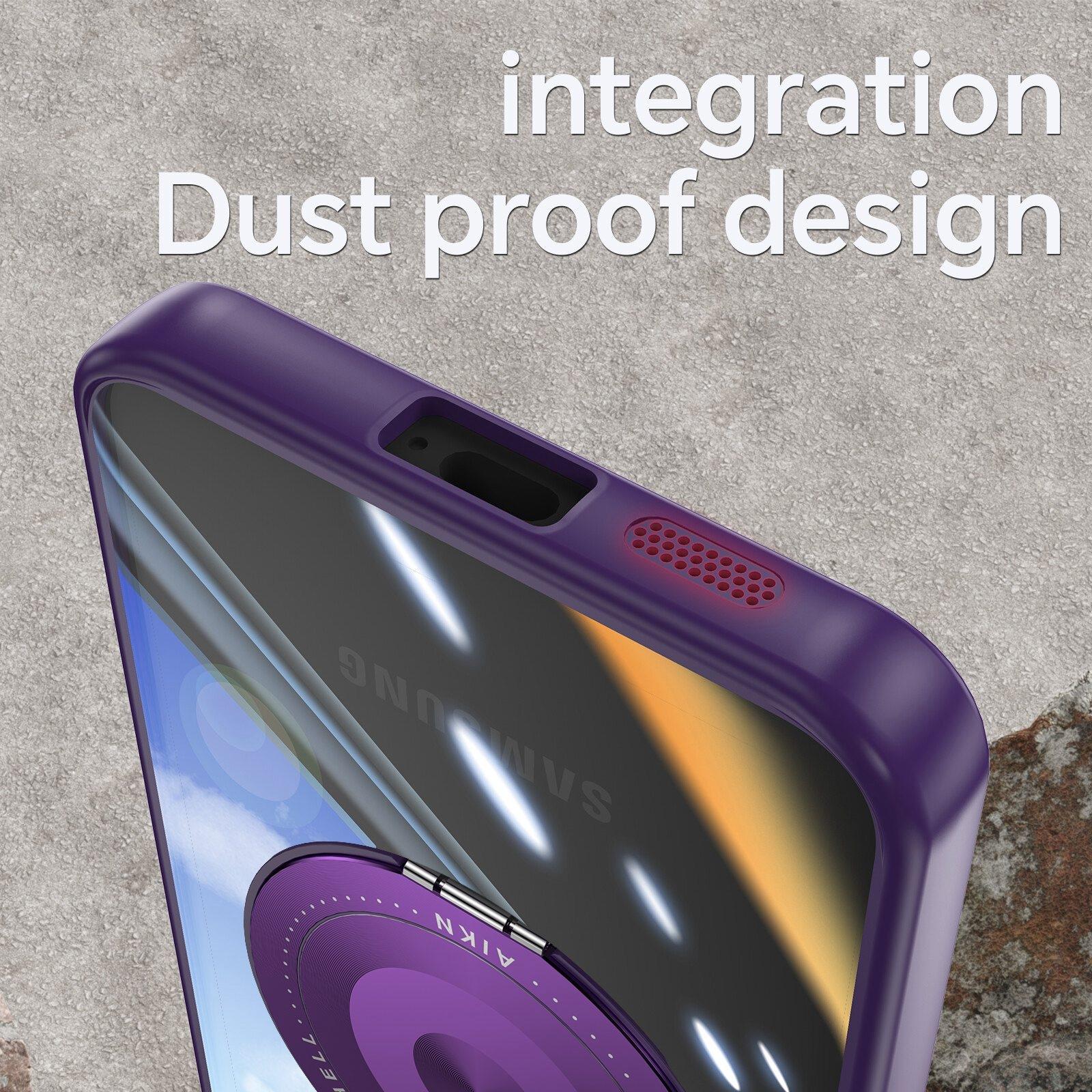 For Samsung Galaxy S23 5G 360 Holder MagSafe Acrylic Hybrid TPU Phone Case(Purple)