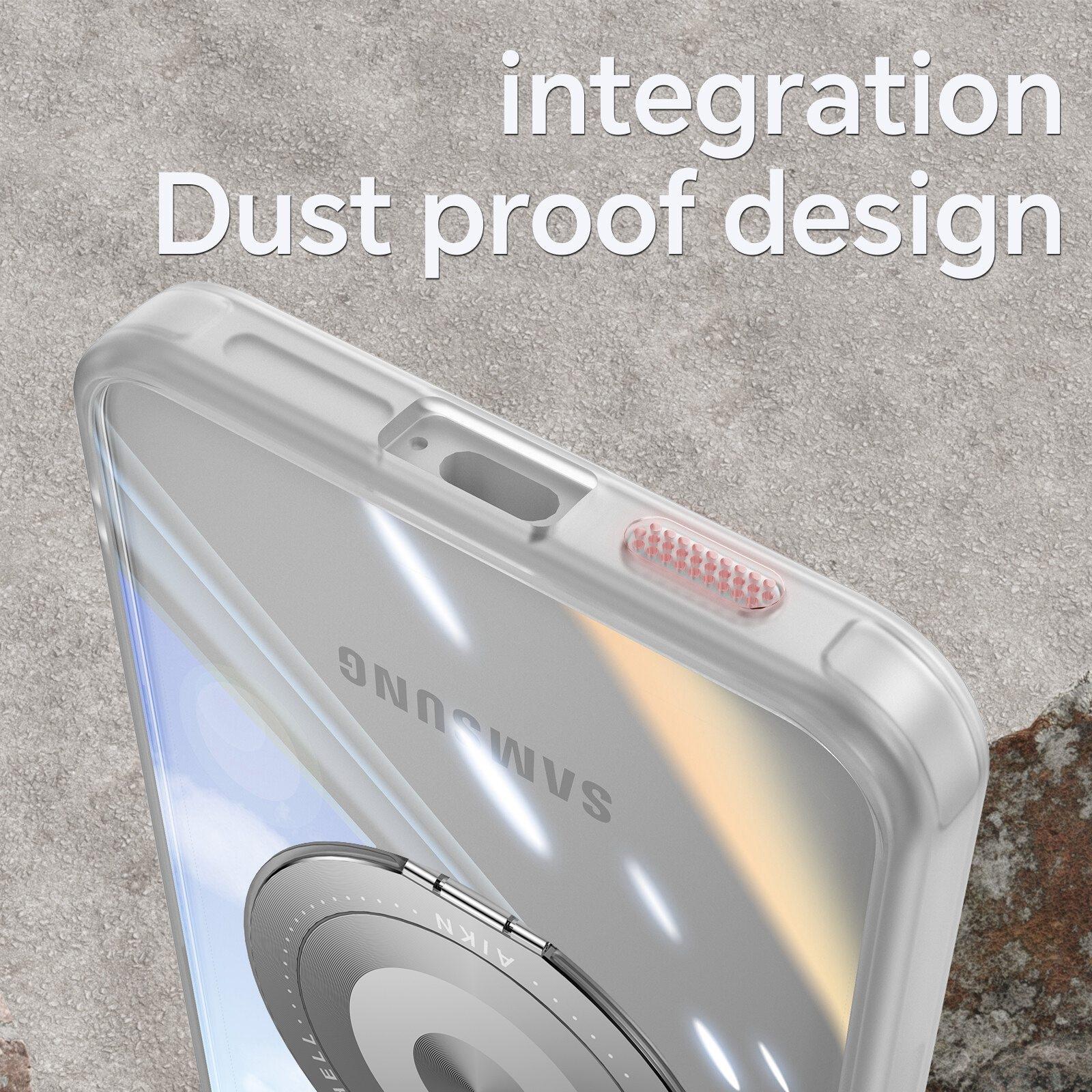For Samsung Galaxy S23 5G 360 Holder MagSafe Acrylic Hybrid TPU Phone Case(Frosted White)