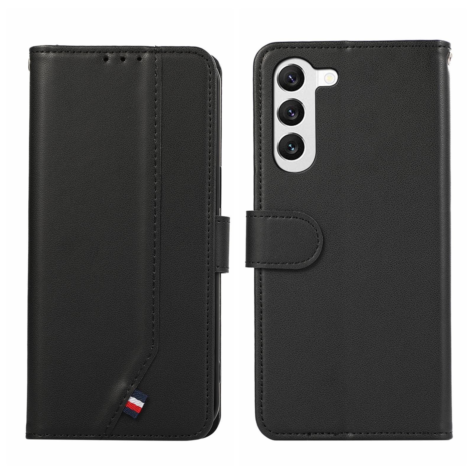 For Samsung Galaxy S23 5G ABEEL Delicate Texture Splicing RFID Leather Phone Case(Black)