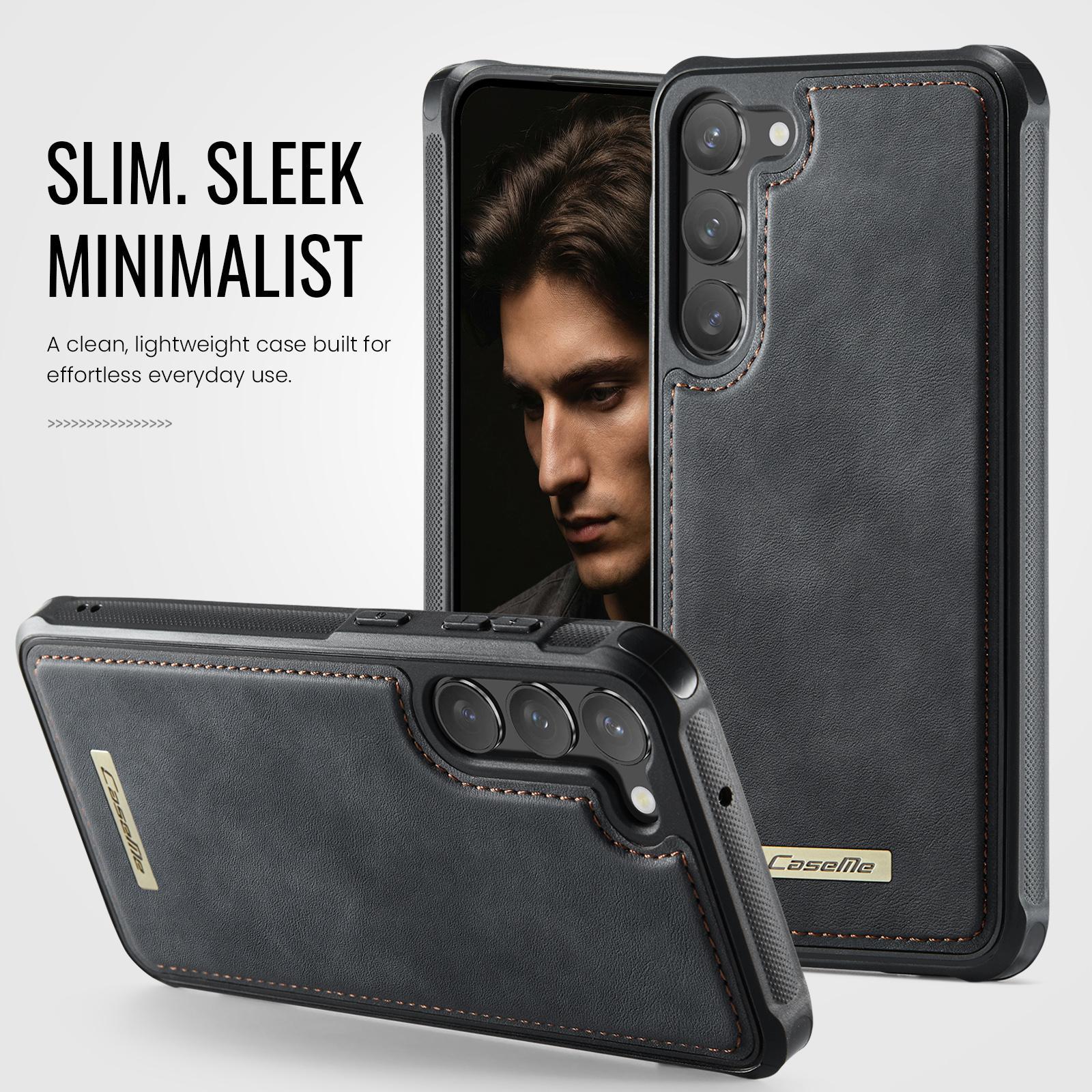 For Samsung Galaxy S23 5G CaseMe C69 Series Magnetic Vegan Leather Back Phone Case(Black)
