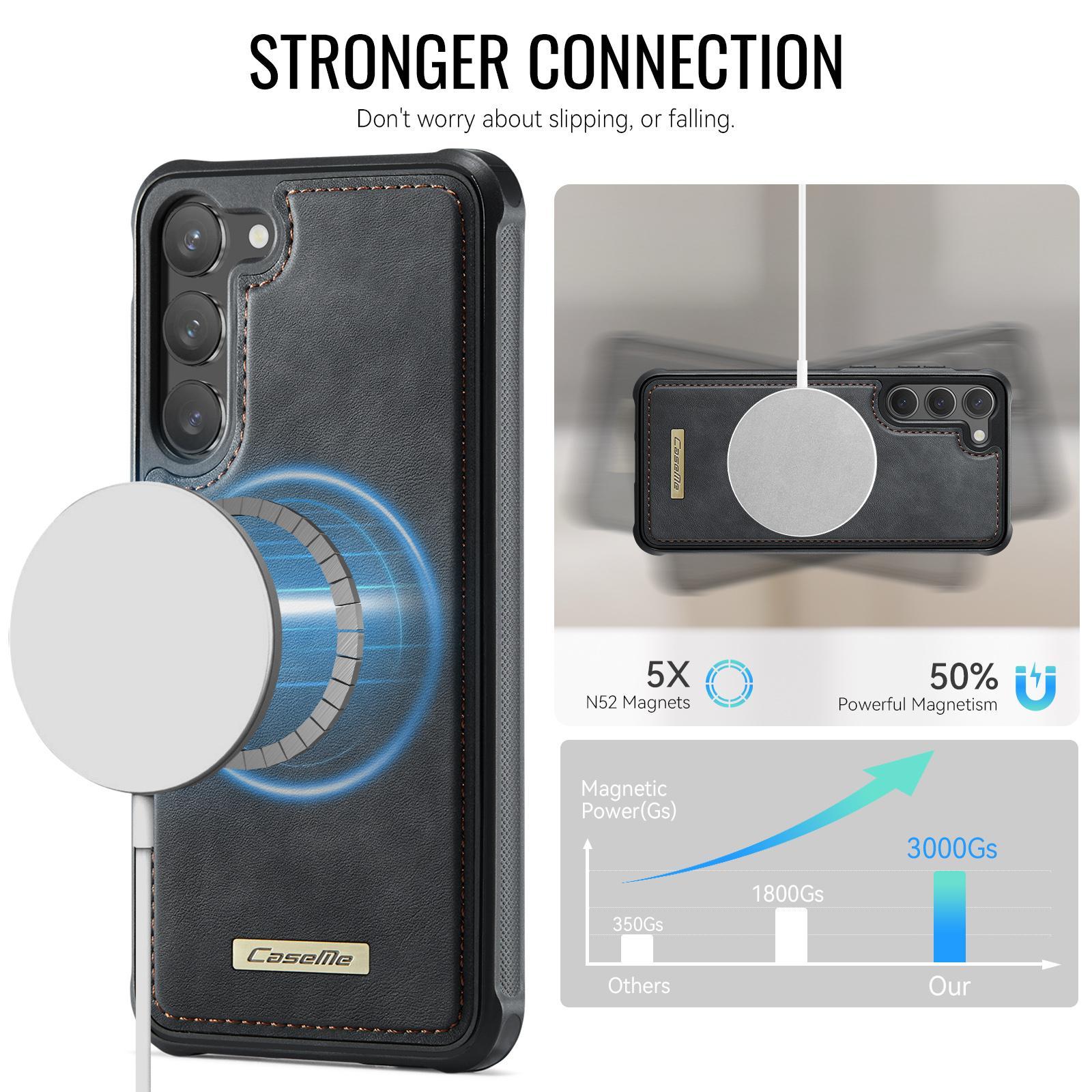 For Samsung Galaxy S23 5G CaseMe C69 Series Magnetic Vegan Leather Back Phone Case(Black)