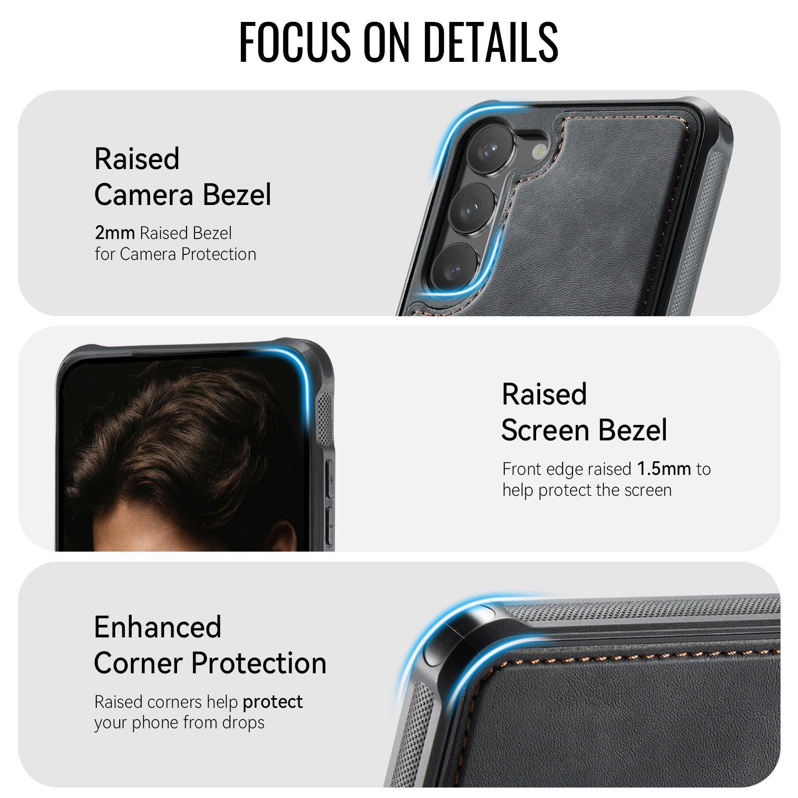 For Samsung Galaxy S23 5G CaseMe C69 Series Magnetic Vegan Leather Back Phone Case(Black)