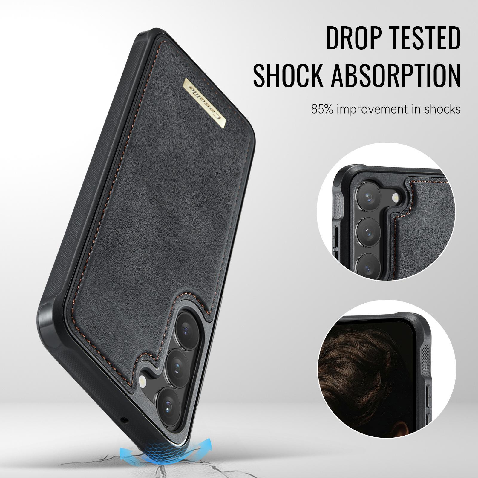 For Samsung Galaxy S23 5G CaseMe C69 Series Magnetic Vegan Leather Back Phone Case(Black)