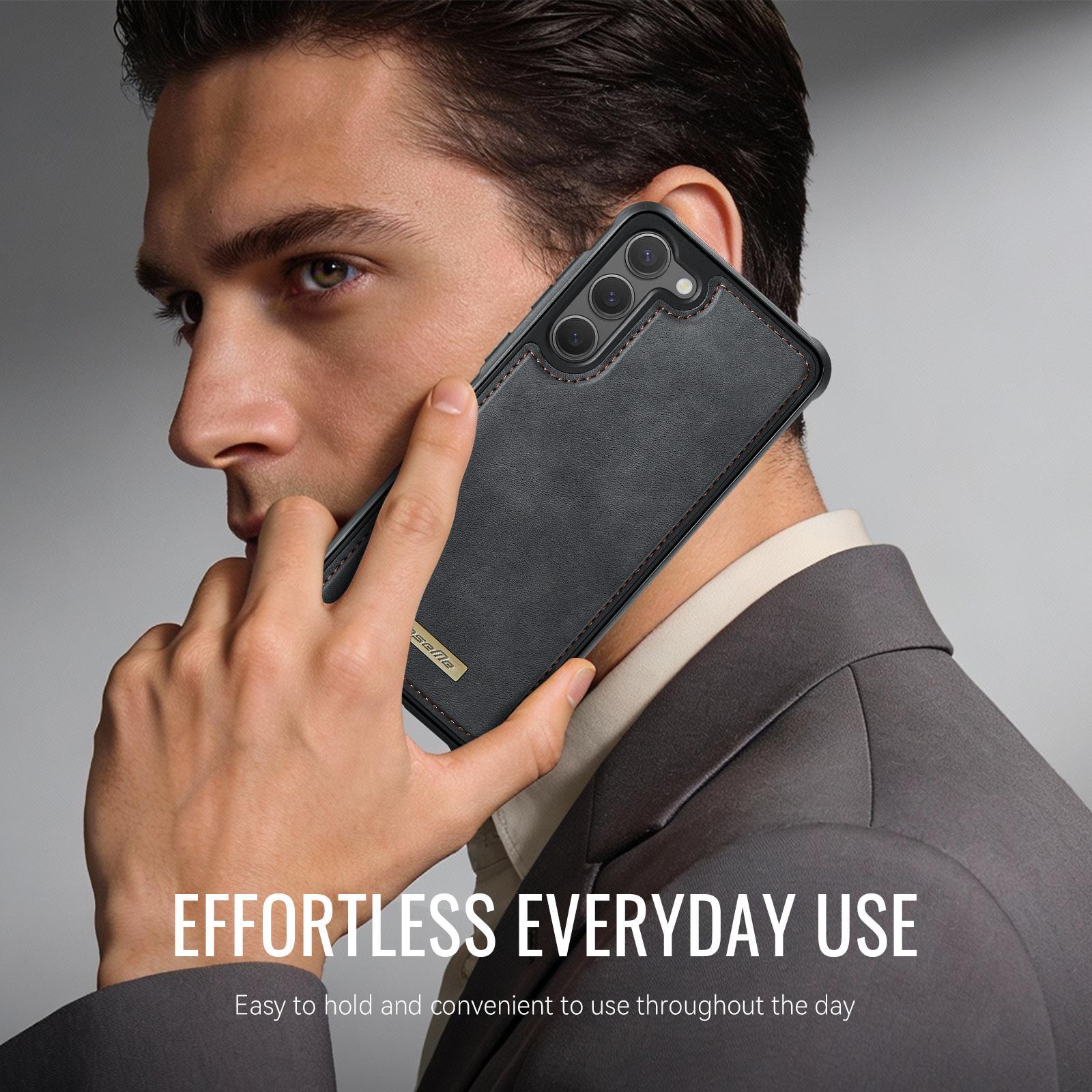 For Samsung Galaxy S23 5G CaseMe C69 Series Magnetic Vegan Leather Back Phone Case(Black)