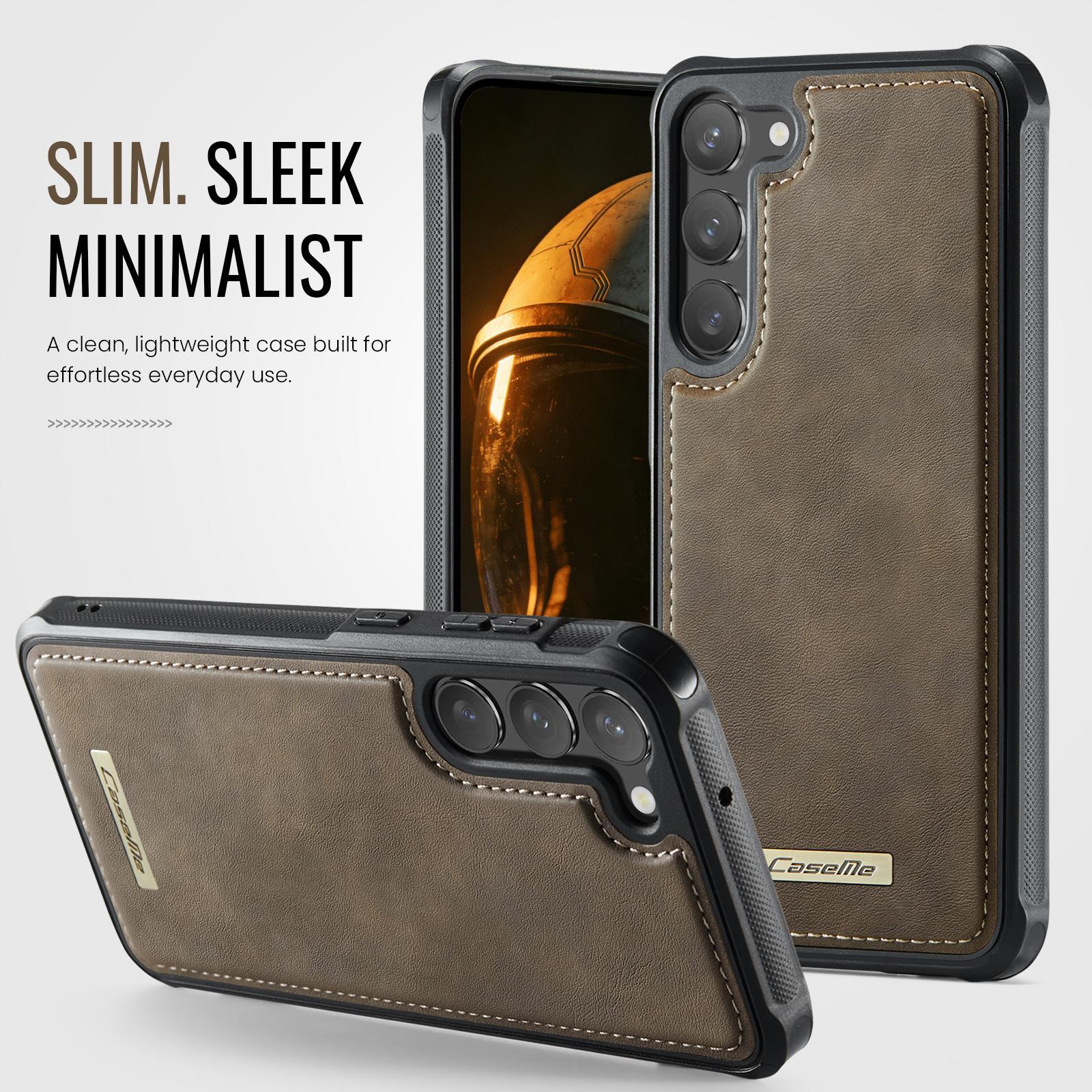 For Samsung Galaxy S23 5G CaseMe C69 Series Magnetic Vegan Leather Back Phone Case(Coffee)